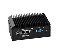 ROUAFWIT Fanless Mini PC 8250U, 2X Realtek RJ45 LAN, 2X DB9 RS232/485 COM, DDR4 NO RAM NO SSD, 6USB, HD+VGA Dual Dispaly, MIC, Industrial Grade Mini PC for 24/7 Reliable Operation