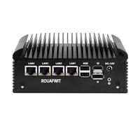 ROUAFWIT Fanless Mini PC N305 Firewall Appliance 4 x 2.5Gbit LAN, 2 RS232 COM, Industrial PC, 6USB, HD+DP Dual Dispaly, Router/Home Server Computer Hardware 8G RAM 128G SSD
