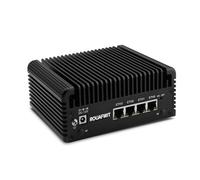 ROUAFWIT Firewall Mini PC J6413,4C/4T Fanless Micro Firewall Appliance 4X 2.5 GBe LAN Type-C/5USB/2HD/TF/Auto Power,OPNsense/AES-NI Router Netzwerk Security,DDR4 Barebone,Triple Display