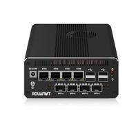 ROUAFWIT Firewall Mini PC, Ultra 5 125H (14C/18T up to 4.5GHz), 4 x 2.5GbE LAN, 4 x SFP+10GbE LAN, Triple USBC 8K Display, DDR5 32GB RAM 1TB SSD, WiFi 7, AI-Ready, PCIe 4.0/SATA 3.0 Expandable
