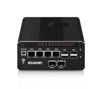 ROUAFWIT Firewall Mini PC, Ultra 7 155H (16C/22T up to 4.8GHz), 4 x 2.5GbE LAN, 2 x SFP+10GbE LAN, Triple USBC 8K Display, DDR5 16GB RAM 512GB SSD, WiFi 7, AI-Ready, PCIe 4.0/SATA 3.0 Expandable