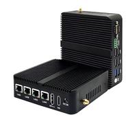 ROUAFWIT Firewall N100 Mini PC Fanless Support Win OPNsense, DDR4 8GB RAM 128GB SSD Win 11 Pro Router Ordinateur Computer, 4 Port i225-V 2.5G LAN, 2 COM, Dual 4K Display