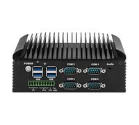 ROUAFWIT Industrial PC i5 8250U(2C/4T) Fanless Mini PC 4RS232 COM,2RJ45 LAN, HD+VGA Dual Display, 6USB, GPIO, WiFi, BT, Industrial Fanless Embedded PC DDR4 0GB RAM 0GB SSD,Win11 Pro