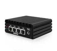 ROUAFWIT Micro Firewall Appliance, Fanless Mini PC J3710 4C/4T, 4X 2.5 GbE i225-V LAN,AES-NI,DDR3 0GB SSD 0GB Barebone Router Netzwerk Security USB3.0/HD/DP/Console RJ45 Port/Wi-FI, Dual Display