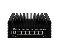 ROUAFWIT Micro Firewall Appliance, Fanless Mini PC N300 8Cores/8Threads, 6X 2.5 GbE i226-V LAN,AES-NI,DDR5 32GB RAM 512GB SSD Router Netzwerk Security USB3.2/Type-C/2HD/Triple-screen Display/TF