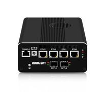 ROUAFWIT Micro Firewall Dual 10Gbe Mini PC Router Ordinateur, Core i7 1185G7, 2 x SFP+ 10Gbps, 4 x 2.5Gbe i226-V LAN Computer, DDR4 8G RAM NVME 256G SSD, AES-NI, 3 Afficher