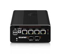 ROUAFWIT Micro Firewall Dual 10Gbe N100 Mini PC Appareil Routeur, 2 x SFP+ 10Gbps, 4 x 2.5Gbe i226-V LAN Petit Ordinateur, AES-NI, Sim Slot, TF, 3 Afficher, Barebone, NO RAM NO Storage