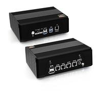 ROUAFWIT Mini PC Firewall AMD Ryzen R7 7840HS, DDR5 16G RAM 512G SSD Micro Ordinateur De Bureau, 4 x i226V 2.5GbE Gigabit, USB4 40Gbps, Type-C 10G, Dual Ventilateur, WiFi, BT, Noire