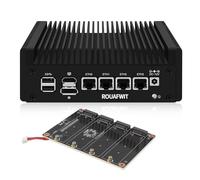 ROUAFWIT Mini PC Firewall N150 (Upgraded N100), Micro Computer OPNsense Appliance, DDR5 8G RAM 256G SSD, 4 x 2.5GbE i226V LAN Fanless Hardware, TF Slot, with 1v4 Nvme Adapter