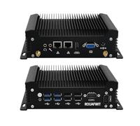 ROUAFWIT Mini PC i5 Lüfterlos Industrial Computer Core i5-10210U Dual LAN, Win11 Pro Linux Mini Desktop PC, 8GB RAM 256GB SSD, 2RS232 COM, 4K HD, VGA, 4USB3.0, 4USB2.0, Auto Power on