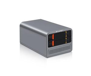 ROUAFWIT Mini PC N100 Nas 2 Bay Soft Router 3-in-1, DDR5 8G RAM 128G NVME SSD Micro Ordinateur De Bureau Computer Network Storage, 2 x i226V 2.5GbE, Dual Fan, SPK/MIC