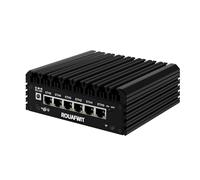 ROUAFWIT N100 Mini PC Fanless Micro Firewall Computer, DDR5 8GB RAM 128GB SSD Router Petit Ordinateur, 6 x 2.5Gbe i226-V LAN, TF Slot, Type-C, Soutien Linux, OPNsense, AES-NI