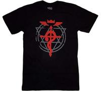 ROUBEIJIA Fullmetal Alchemist Brotherhood: Flamel Cross Mens T-Shirt Black, XL Size L
