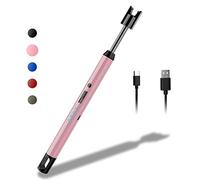 Rouclo Allume Bougie Electrique, Briquet Électrique Rechargeable USB avec LED Indicateur, Briquet Arc Électrique Coupe-Vent sans Flamme pour Cuisine,Bougie，Barbecue,Cheminée (Or Rose)