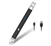 Rouclo Allume Bougie Electrique, Briquet Électrique USB Rechargeable avec Affichage LED,Briquet Arc Électrique Coupe-Vent sans Flamme pour Cuisine,Bougie,Barbecue,Cheminée,Gazinière (Noir)