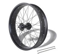 Roue 20'' Fat Bikes 24/26x4.0'' Roue Avant De Vélo De Neige Alliage D'aluminium Blocage Rapide 135mm Moyeu Avant 6 Boulons Frein À Disque Roue Avant 36x14G Rayons(Black,26IN)