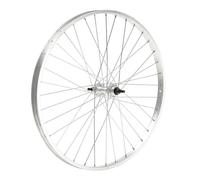ROUE 650A ARRIERE JANTE ALU SIMPLE PAROI ARGENT FREIN PATIN MOYEU ALU ECROUS ROUE LIBRE 1V
