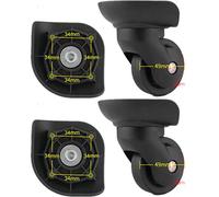 Roue à bagages de remplacement, remplacement de roues à bagages, roue muette de bagage pivotante à 360 degrés, remplacement de valise, roues de réparation, pièces Spinner(Size:Une paire/ensemble)(2 Pa