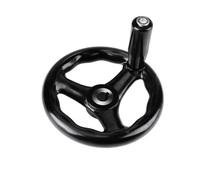 Roue à main ondulée 160 x 16 mm, accessoires de fraisage rond, volant à 3 rayons avec manivelle amovible pour fraiseuse et tour Noir