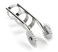 Roue à picots de doigt Double Finger 10cm | Deux Roues Épineuses, Bagues pour les Doigts, Stimulation Sensorielle, Surface Roulante, Finition Argentée