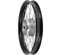 Roue à rayons 1,6 x 17" jante en aluminium anodisé noir, rayons en acier inoxydable - Simson S53, S83