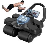 Roue abdominale avec rebond automatique, coudière et minuteur, équipement d'entraînement pour la maison, la salle de sport, le fitness, noir