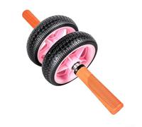 Roue abdominale pour entraînement de base avec configuration à double roue et système de roulement sans rebond pour un mouvement de résistance fluide (rose + orange)