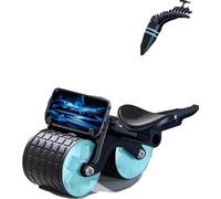Roue abdominale, recul automatique, design portable, bleu avec compteur