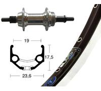ROUE ARR.28x1.75 WINORA RIGIDE ZAC 19 AXE 135mm NOIRE/ARGENT - 2147543100 -