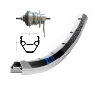 Roue arrière VTC 28P moyeu Shimano Nexus 7V / Jante Exal ZX 19 argent - Mixte - EXAL