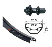 Roue arrière axe fermeture rapide 6 trous XLC 26x1.90 Noir