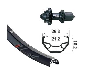Roue arrière axe fermeture rapide 6 trous XLC 26x1.90 Noir