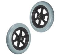 Roue Arrière de Fauteuil Roulant Manuel 12 pouces, 12 1/2×2 1/4 Roue de Fauteuil Roulant de Remplacement Accessoires, Roue Arrière Solide Non-Pneumatique, Roulement 12mm, 1 Paire(Gray)