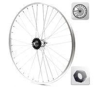 Roue arrière de vélo à rétropédalage 1 V 26 pouces axe à écrou ( Argent / 26" (0-21mm) )
