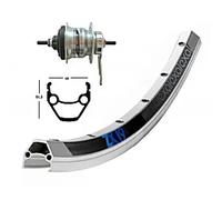 Roue arrière VTC 28P moyeu Shimano Nexus 7V / Jante Exal ZX 19 argent - Mixte - EXAL