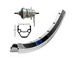 Roue arriére rétropedal Exal Winora Zx19.36 Tr.Sh Argenté