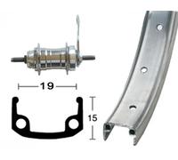 ROUE ARRIÈRE ROLAND 16 JANTE ALU MOYEU ACIER 20 TR.V.8.5mm - 800032 -