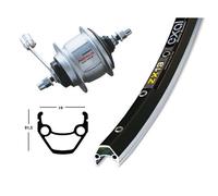 Roue arrière VTC 28P moyeu Shimano Nexus 8V / Jante Exal ZX 19 noir - Mixte - EXAL