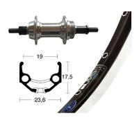 Roue arrière VTC 28P moyeu Xtreme à visser - RIGIDA - Rigida Zac 19 noir argent - Adulte Mixte