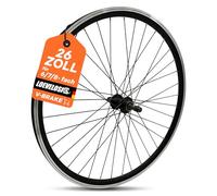 Roue arrière VTT 26" - Couronne vissée 6/7/8 vitesses - Axe complet de 135 mm - Frein sur jante V-Brake - Jante creuse en aluminium - 36 rayons - Noir - Vélo Roue arrière pour VTT