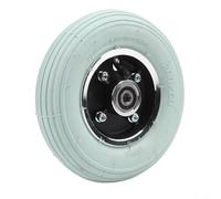 Roue avant complète de 8 pouces pour fauteuil roulant électrique, 200 x 50, pneus pneumatiques avec chambre à air et jante, roue pivotante grise avec roulement, pour axe de 8 mm/10 mm (noir 10 mm)