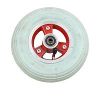 Roue avant de 17,8 cm pour fauteuils roulants électriques avec pneu pneumatique gris et jante en alliage d'aluminium pour intérieur et extérieur (rouge, 10 mm)