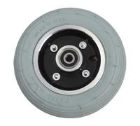 Roue avant de 17,8 cm pour fauteuils roulants électriques avec pneu pneumatique gris et jante en alliage d'aluminium pour intérieur et extérieur (noir, 10 mm)
