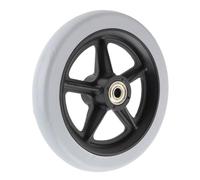 Roue Avant de Fauteuil Roulant, 15 cm, Caoutchouc Antidérapant, Gris, Capacité 120 kg, pour Déambulateurs et Fauteuils Roulants, Roulement 608ZZ