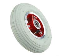 Roue avant de fauteuil roulant de 20,3 cm, pneu 200 x 50 avec chambre à air et jante, roulette pivotante complète pour scooter électrique, pièce de rechange grise (rouge, 10 mm)