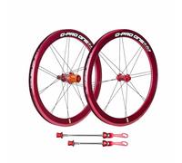 Roue Avant Et Arrière De Vélo Pliant BMX 20pouces 406 451 Paire De Roues De Frein À V 9 * 74/10 * 130mm Dégagement Rapide 36mm Jantes À Double Paroi 20/20 Trous, Cassette 8-11S(Red-406)
