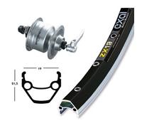Roue avant VTC 28P Exal ZX-19 - Moyeu dynamo Shimano DH3N72 - Adulte Mixte