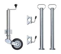 Roue Cric de Remorque 60 mm 2 Tubes de Support 2 Pinces Fendues Voiture vidaXL
