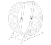 Roue D’Exercice Silencieuse pour Petits Animaux en Fer avec Rack Blanc