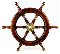 Roue de Bateau en Bois Artisanal de qualité supérieure | Mur de Pirate Décoration & Cadeaux | Nagina International (18 Pouces, Palissandre foncé)